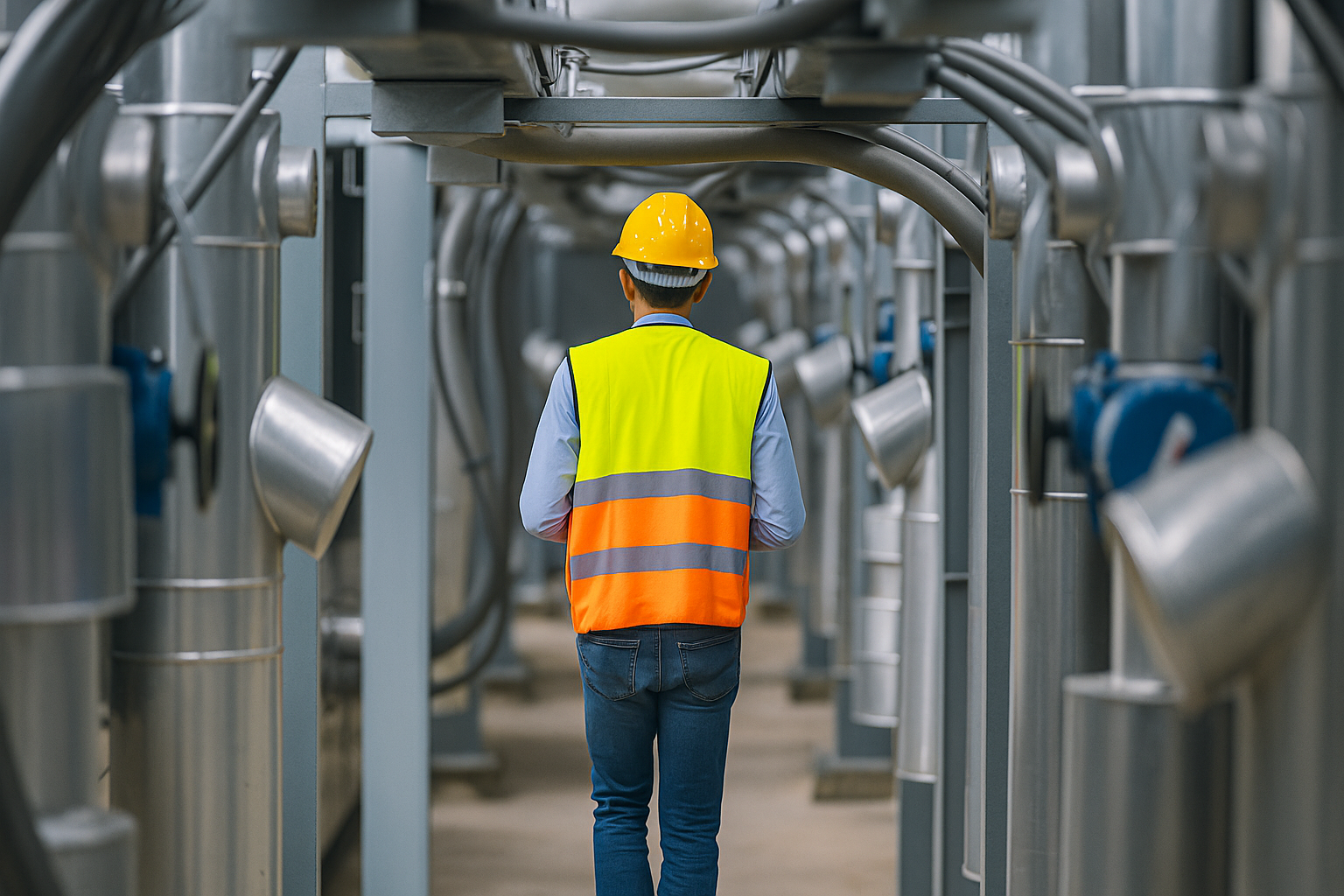 Techniker bei der Installation einer Anlage